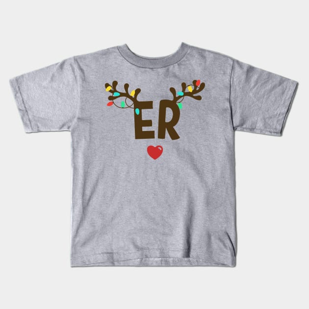 ER Nurse Christmas Kids T-Shirt by JunThara